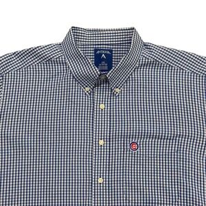 Chicago Cub Blue White Check Button Down Shirt Top Mens 2XL by Antigua
